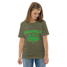 Load image into Gallery viewer, BoardWalk45&#39;s 420 Celebration Unisex organic cotton t-shirt(MeanGreen)
