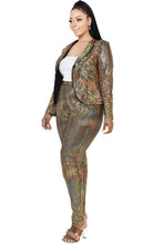 Load image into Gallery viewer, Plus Disco Metallic Sequins 2 Piece Jacket Set
