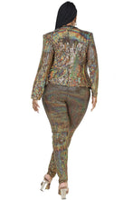 Load image into Gallery viewer, Plus Disco Metallic Sequins 2 Piece Jacket Set
