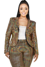 Load image into Gallery viewer, Plus Disco Metallic Sequins 2 Piece Jacket Set
