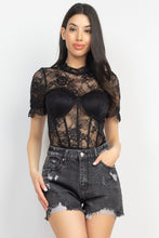 Load image into Gallery viewer, Floral Lace Corset Keyhole Bodysuit
