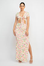 Load image into Gallery viewer, Front Knot Floral Top &amp; Ruched Maxi Skirts Set
