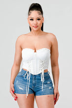 Load image into Gallery viewer, Luxe sweetheart ruffled drawstring lace bustier top
