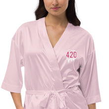 Load image into Gallery viewer, #420/MedicalMarijuana/F*ckCancer Tribute Satin robe by @BoardWalk45
