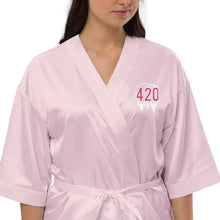 Load image into Gallery viewer, #420/MedicalMarijuana/F*ckCancer Tribute Satin robe by @BoardWalk45
