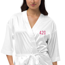 Load image into Gallery viewer, #420/MedicalMarijuana/F*ckCancer Tribute Satin robe by @BoardWalk45
