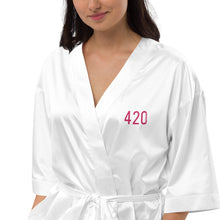 Load image into Gallery viewer, #420/MedicalMarijuana/F*ckCancer Tribute Satin robe by @BoardWalk45
